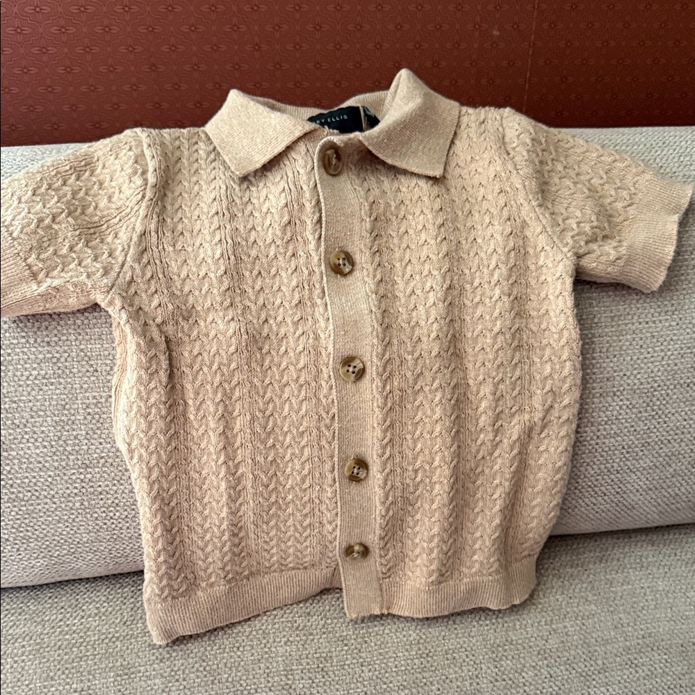 Perry Ellis Kids' Beige Cable Knit Button Down Shirt